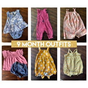 9 Month Girl Outfits - 7 PCs